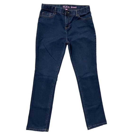 The Children’s Place Girl’s Dark Wash Adjustable Waist Skinny Denim Jeans 16 - Picture 1 of 9